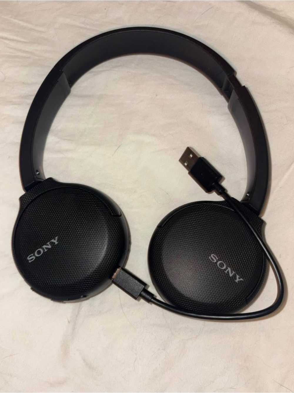 Sony Black On-Ear Wireless Headphones with USB Cable